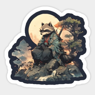 Japanese Raccoon Sticker